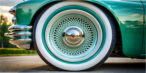 Wallpaper retro style wheels, cars. vintage, old style, generated