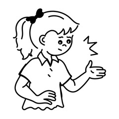 Ready to use doodle icon of a yelling girl 