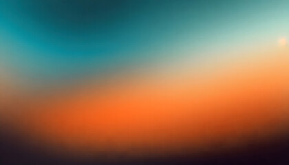 Dark blurred color gradient grainy background teal orange. Generative AI.