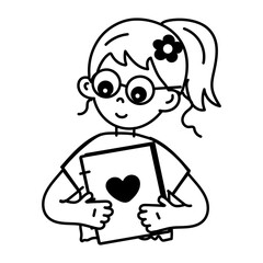 Editable hand drawn icon of student notebook 