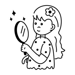 Grab this doodle icon of a hand mirror 