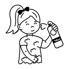 Grab this doodle icon of perfume spray 