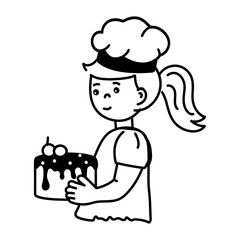 Modern hand drawn icon depicting baking cake  - obrazy, fototapety, plakaty