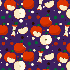 Pattern with apples. Vector illustration. For print.