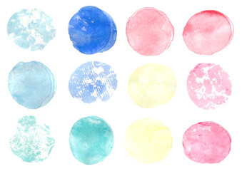 Watercolor backgrounds. Watercolor round spots. Hand painted in watercolor. Watercolor gradient.