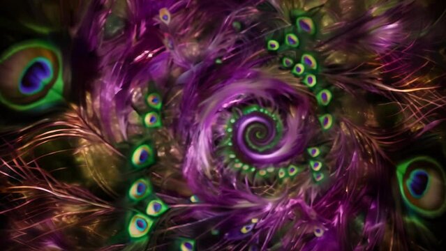 Mesmerizing swirls and curves create a mystical pattern. Vibrant hues of green and purple evoke a fantastical beauty. 