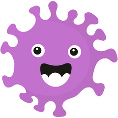 Cute Cartoon Bacteria and Virus Character. Isolated Vector on White Background