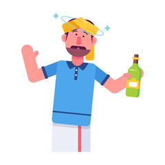 This flat icon depicting an indian drunk man  - obrazy, fototapety, plakaty