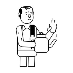 Premium glyph character icon of indian tea seller 