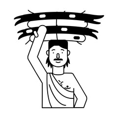 A glyph icon showing indian farmer working  - obrazy, fototapety, plakaty