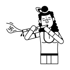 Here is a glyph icon of indian god krishna 