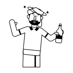 This glyph icon depicting an indian drunk man  - obrazy, fototapety, plakaty