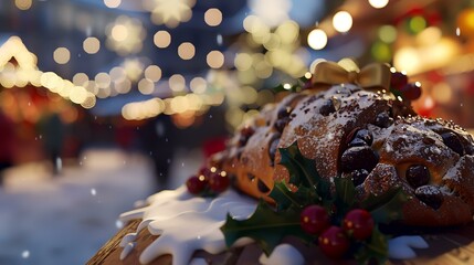 A German stollen fruit bread with a cheerful