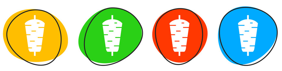 4 bunte Icons: Döner Kebab - Button Banner