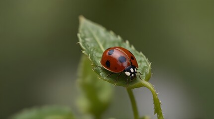 Obraz premium Ladybird Coccinella septempunctata on a snowdrop flower. Spring background. Delicate white flower in spring on a blue.generative.ai 