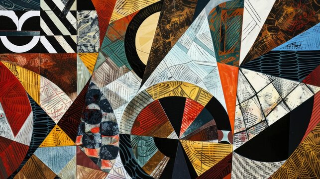 A colorful abstract painting with a lot of different shapes and patterns