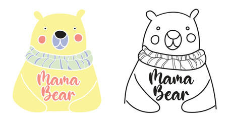 Mama Bear- Cute Cartoon Bear Design - 787932979