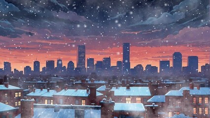 city at night anime cartoon 4k video