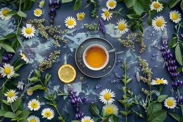 Tea made with herbs and flowers - obrazy, fototapety, plakaty