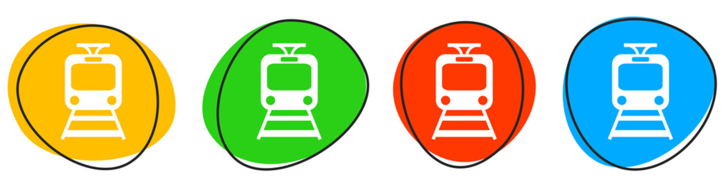 4 bunte Icons: Zug - Button Banner