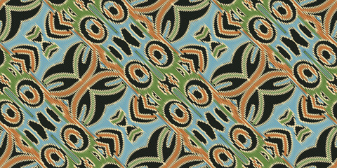 Ethnic oriental ikat seamless pattern traditional. Fabric Indian style. Design for background, wallpaper, vector illustration, fabric, clothing, carpet, textile, batik, embroidery.