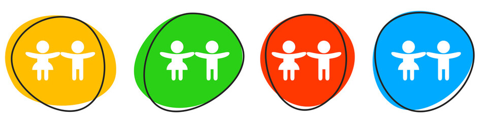4 bunte Icons: Kinder - Button Banner - obrazy, fototapety, plakaty