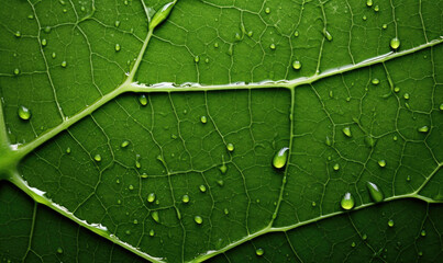 Close up macro photography of a beautiful green leaf