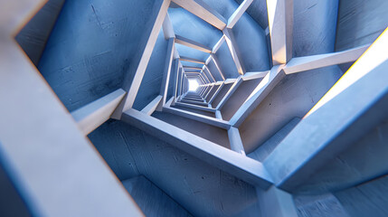 Infinite Geometric Tunnel in Blue Tones