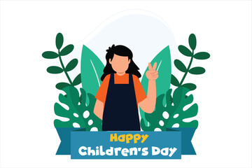 Happy Children Day Flat Design