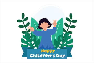 Happy Children Day Flat Design
