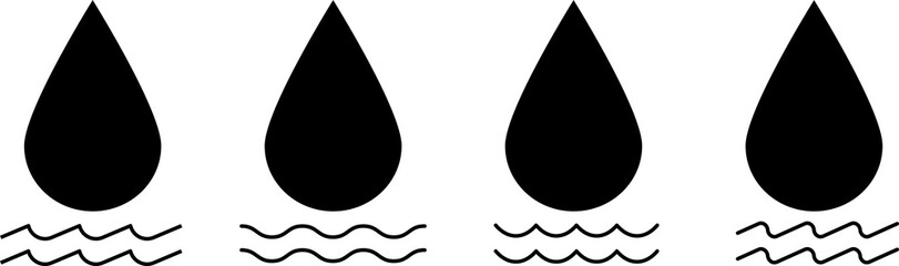 Set of blue water droplets icon design