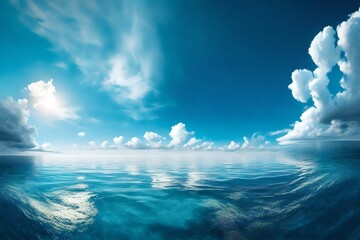 the magic of the open sea, capturing a panoramic view of the horizon under a clear day.