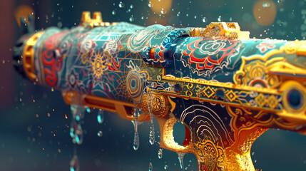 Decorated Water Gun in Traditional Style