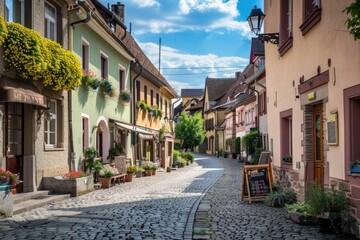 A charming family holiday in a historic village, with cobblestone streets, quaint cafes, and the joy of discovering local traditions and culture, Generative AI - obrazy, fototapety, plakaty