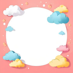 empty-background-on-invitation-with-various-small-cute-clouds-drawing-only-around-background2d.Generative AI
