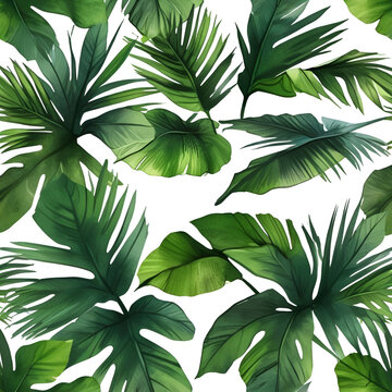 Default_White_background_green_tropical_plant_leaves_painted_i_0
