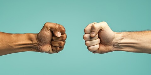 Intense Fist Fight Between Two Hands. Generative AI - obrazy, fototapety, plakaty