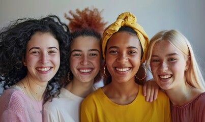 Obraz premium Three diverse and happy women posing for a photo
