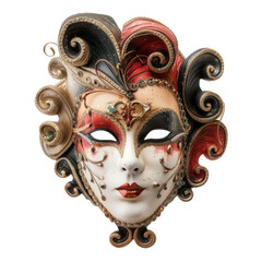 Masks of Comedy and Tragedy of Rococo Art isolated on transparent png.