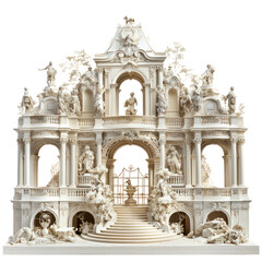 Fototapeta premium Palaces and Chateaux of Rococo Art isolated on transparent png.