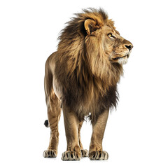 male lion standing isolated on transparent background