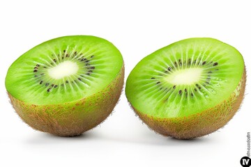 Fototapeta na wymiar Two sliced kiwi fruit isolated on white background with clipping path and full depth of field
