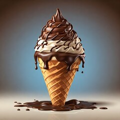 Creamy ice cream of various colors and filled with fruit, Strawberry, Vanilla and chocolate sprinkles Generative AI