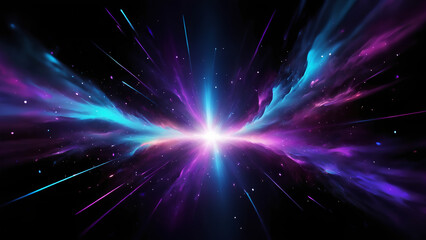 Abstract background in blue and purple neon glow colors on black