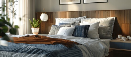 Modern design features in a comfortable bedroom setting.