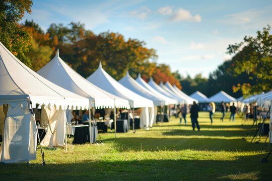 White tents erected for a big event