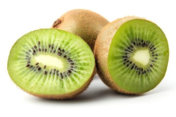 Fototapeta premium Whole and half kiwi isolated on white background