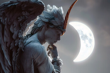 Celestial Guardian Enveloped in the Serene Embrace of the Eclipse:A Cinematic,Hyper-Detailed Masterpiece