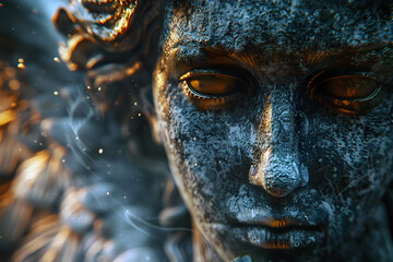 Celestial Guardian Faces Mystical Temptations in Isolated 3D Render in Cinematic Photographic Style