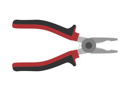 Alicates de mango rojo en fondo blanco.